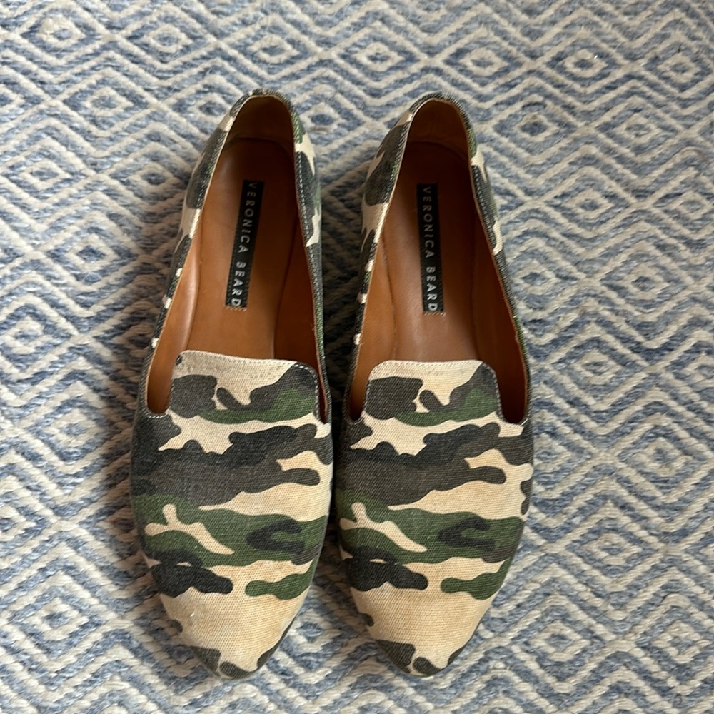 Veronica Beard Canvas Camo Loafers